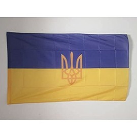 Ukraine coat of arms Flag 2' x 3' for a pole - Ukrainian flags 60 x 90 cm - Banner 2x3 ft with hole- AZ FLAG
