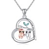 JERWLI Sterling Silver 925 Cute Animal Necklace Heart Pendant Jewellery