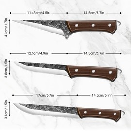 Aleevii Metzgermesser 4-teilig Messerset – Scharfes Hackmesserset, Profi Fleischmesserset mit Hackmesser Ausbeinmesser Filetiermesser Schälmesser, Ergonomischer Griff für Fleischverarbeitung und BBQ.