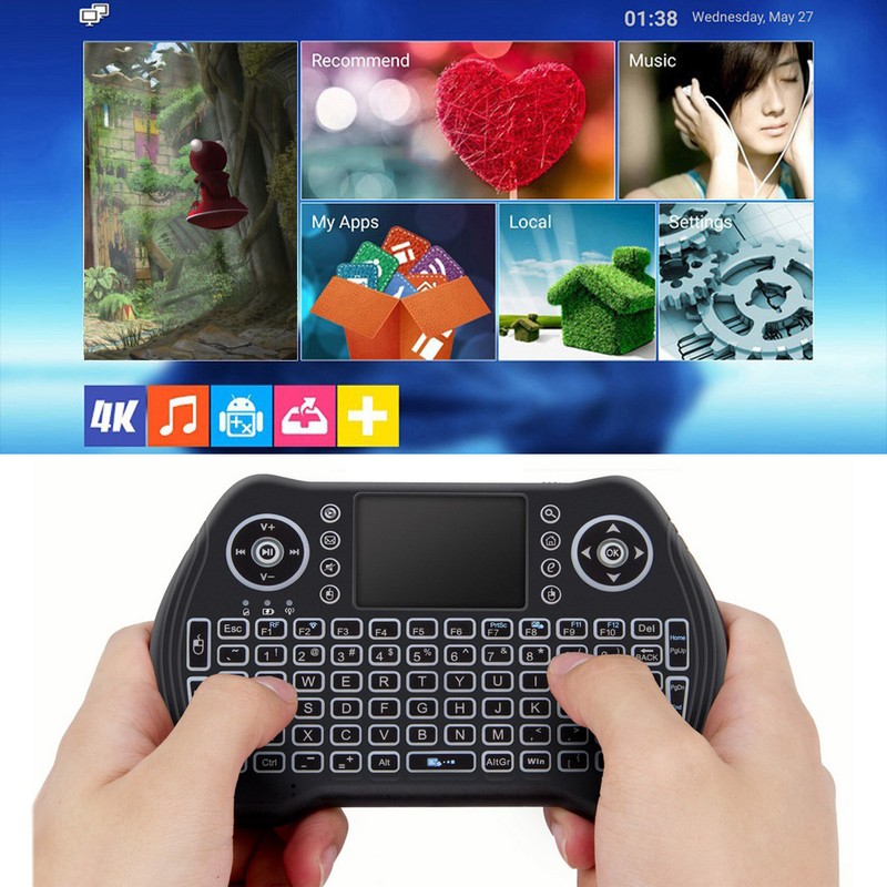 Backlit 2.4GHz Wireless Keyboard Touchpad Mouse Handheld Remote Control 3