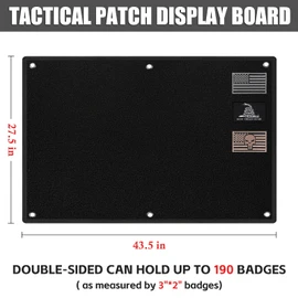 Esmorah Large Military Patch Display Board with 3 Flag Patches, 43 x 27.5 Inches Two-Sided Tactical Patch Display Panel Organizer for Collection Army Combat Morale Emblems Holder