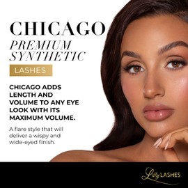 Lilly Lashes Premium Synthetic Lashes Chicago | Fake Eyelashes Natural Look | Flare Wispy Lash | False Lashes | Vegan Strip Lash | Reusable Up to 10 Wears | 15mm