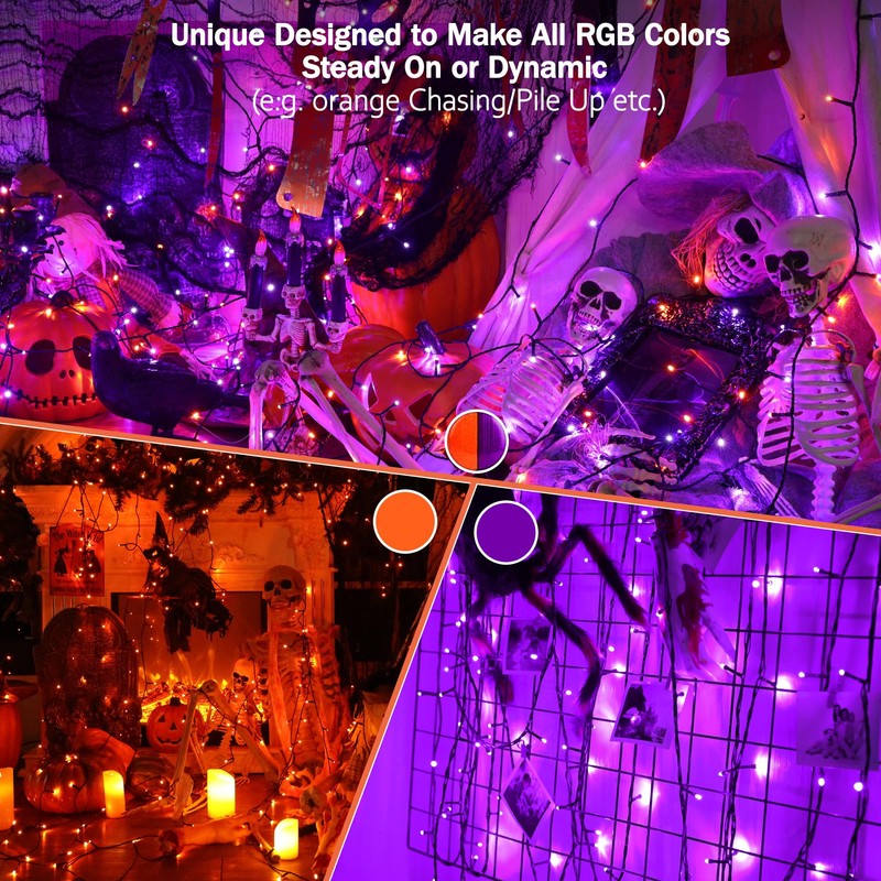Brizled Color Changing Halloween Lights, 66ft 200 LED RGB Christmas