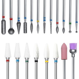 ERUIKA 20 pcs Nail Drill Bits Sets,3/32 Inch Nail Bits for Nail Drill,Ceramic Diamond Rainbow Nail Drill for Milling Cutter ,Acrylic Gel Nails Home Salon