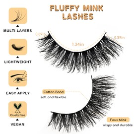 APCYUST Lashes Volume Mink Eyelashes 14 Pairs Cateye Lash Strips Wispy Cat Eye Lashes Natural Look 10-15mm Short Thick Fluffy False Strip Eyelash Full Small Fake Lashes Pack Black Pestañas Postizas