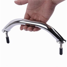 SMART MARINE Boat 316 Stainless Steel 8'' Boat Polished Grab Handle Round Tube Grab Bar Handrail for Marine Yacht RV