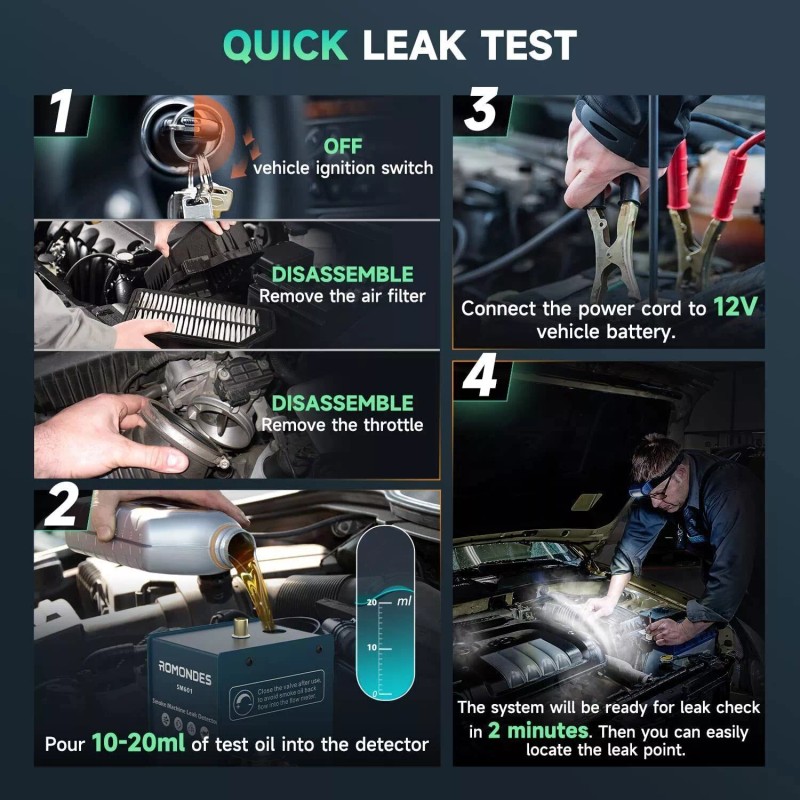 Romondes SM601 Car EVAP Smoke Machine Diagnostic Fuel Pipe Leak
