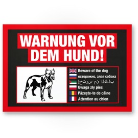 Komma Security Warning of the Dog Sign Multilingual Black Sign Weatherproof Dog Sign Garden Gate Driveway Gate The Front Door Sign Deterrent Warning Sign Burglary Protection