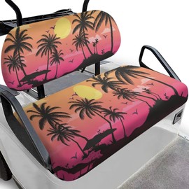 Darisoco Sun Palm Stretchable Golf Cart Seat Covers - Elastic Edges Fabric for All-Weather Protection, Fits EZGO/Club Car/Yamaha Models