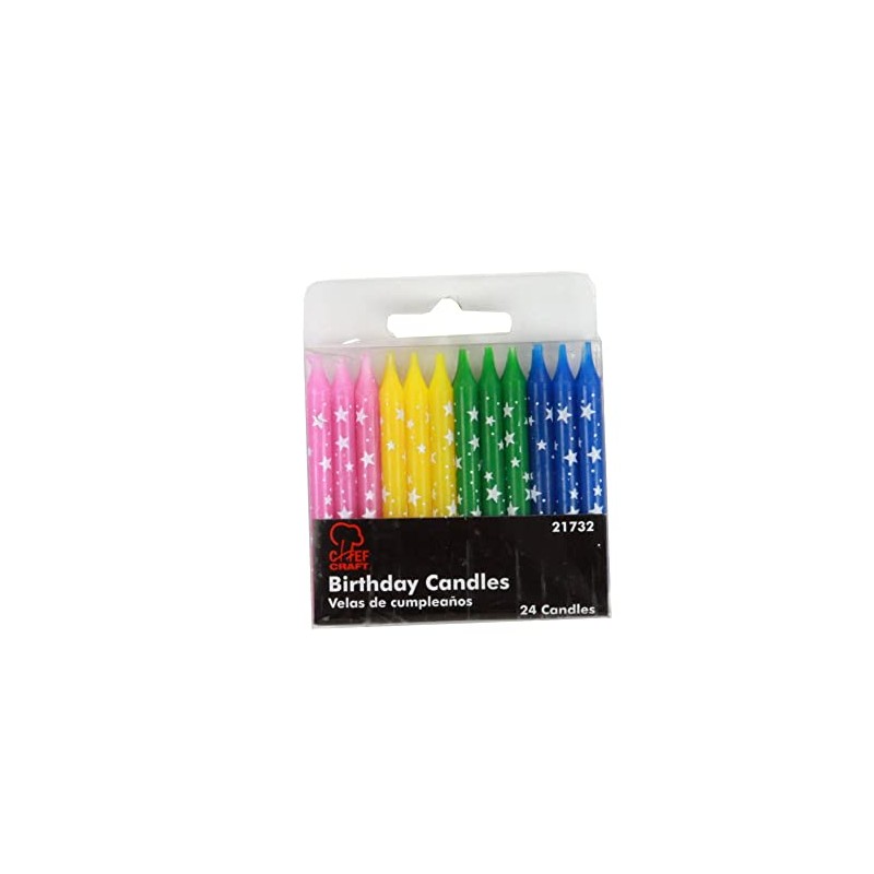 Chef Craft Classic Star Birthday Candles, 24 Piece Set 2.5