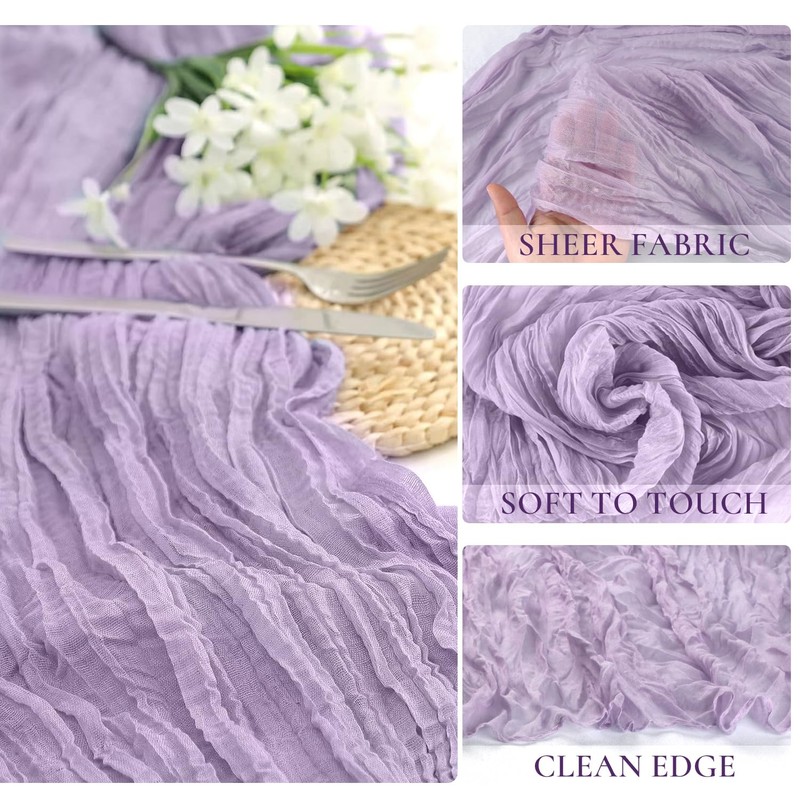 Lilac Purple Cheese Cloth Table Runner Easter Spring Boho Romantic