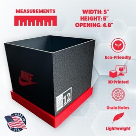 Antho3D Shoebox-Style Planter Pot (Black, White and Red) Indoor Outdoor Usage