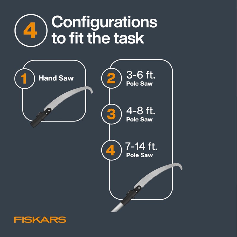 Fiskars XtendControl 14' Extendable Tree Pruner, Adjustable Pole Saw Branch