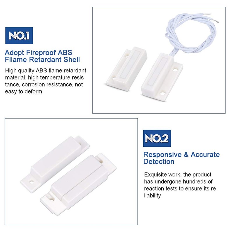 Door Window Sensors Alarm, 5pcs MC-38 Recessed Wired Door Window