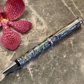 LACHIEVA LUX Premium Writing Instruments Natural Seashell Abalone Oil Based Ballpoint Pen German Nib Gift