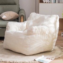 Soft Teddy Fabric Tufted Cotton Eco-Friendly Foldable One Seat Sofa Bed Bean Bag Chair Ivory White for Apartment & Hotel Usecolor: Rice White, size: 110*93*70cm