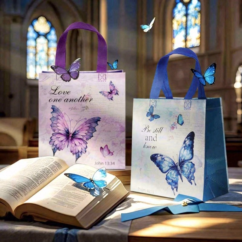 20PCS Reusable Butterfly Non-Woven Gift Bags for Religious Churches for