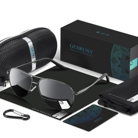 gesruny Polarized Aviator Sunglasses for Men Women- Classic Shades Retro Sun Glasses Driving Lightweight UV Protection