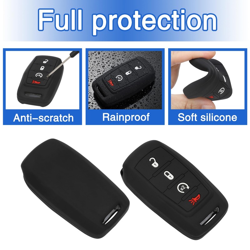 TOMALL 2 Pack for Dodge Key Fob Cover with Keychain,