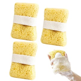 Lumbor37 Esponja para Baño Viaje, Esponja para Baño Corporal,3Pcs Esponjas Exfoliante con Bolsillo para Jabón y Correa de Mano - Ideal para Cuerpo y Ducha, para Hombre y Mujer