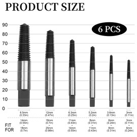 Damaged Screw Extractor Set, 6 Different Sized Screw Extractor, Easy Out Bolt Extractor Set With Box, Screw Remover And Extractor Bit Set For 0.11 To 0.7 Inch Thread Nut Pipe Faucet