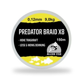 Major Fish Predator Braid 8-Way Braided Fishing Line Lemon Yellow 150 Metres 0.12 mm - 9 kg