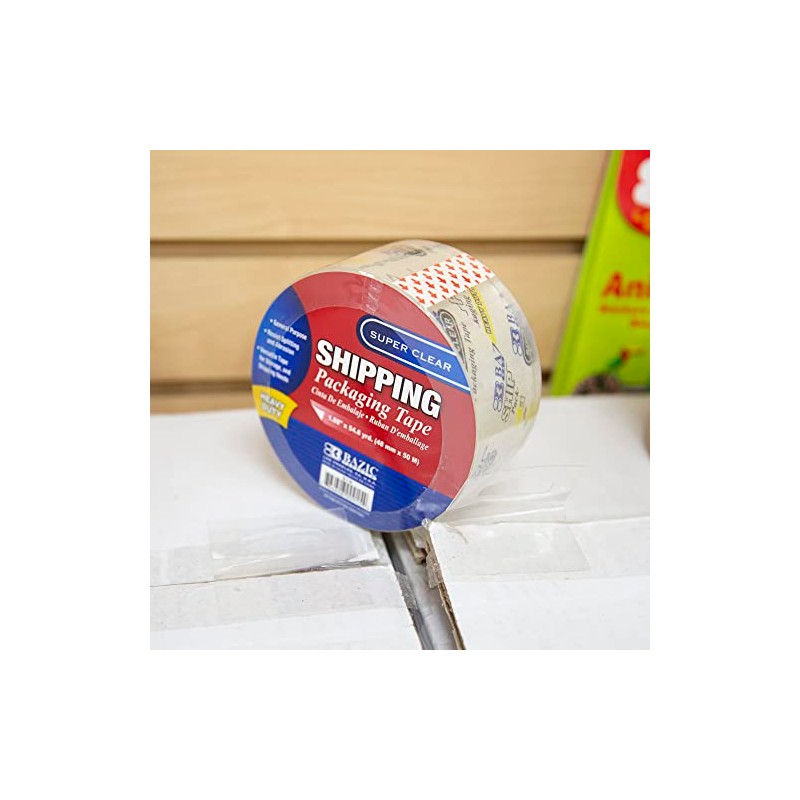 Bazic 1.88" X 49.9 m cinta de embalaje Super Clear