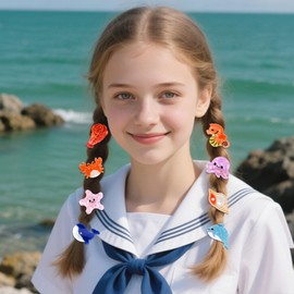 8 Pcs Sea Animals Small Hair Claw Clips Mini Ocean Hair Clip for Thick Thin Hair Cute Marine Life Starfish Dolphin Octopus Whale Crab Conch Lobster seahorse Beach Hair Accessories for Women Girls