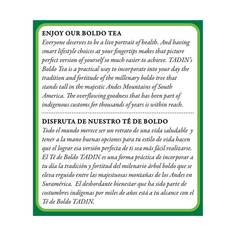 Tadin Boldo Herbal Tea. Caffeine Free. 24 Tea Bags. 1.18