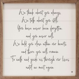 Kendrick Home In Remembrance Gifts - Until We Meet Again White Hardwood Art with Walnut Frame, Unique Sympathy Gifts for Loss of Loved One, Condolences, Bereavement, or Grief Gift, 8" x 8"