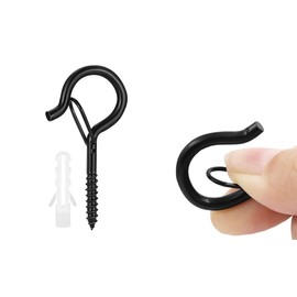 Littlegaofeithing Screw Hooks Black 30 Pack Heavy Duty Hook with Safety Buckle Ceiling Hooks Wood with Drill for Hanging Plant Baskets Lantern Cups