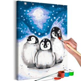 murando - Paint by Numbers Penguins Animals Winter 40 x 60 cm Painting Set with Wooden Frame on Canvas for Adults Children Painting Hand-Painted Kit DIY Gift Decoration n-A-1193-d-a