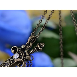 Alilang Antique Fantasy Medieval Renaissance Removable Scabbard Rune Sword Dagger Pendant Necklace