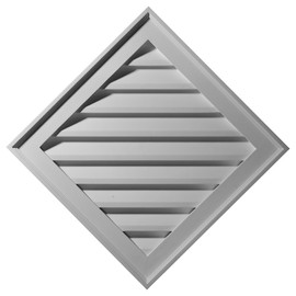 Ekena Millwork 34"W x 34"H x 1 3/8"P, (24" Sides) Diamond Gable Vent Louver, Functional