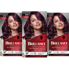 Brillance Intensive Colour Cream Hair Colour 859 Violet Wild Silk Level, 3 Pack of 3 (3 x 160 ml)