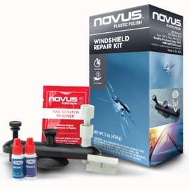 Novus Plastic Polish | DIY Chip Repair Kit | One SRP DIY Bridge, One SRP Resin Injector, One SRP Resin 1, One SRP Resin 2, SRP Curing Film, One Razor Blade, 1 Pack of Novus #2