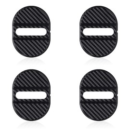 DACIRTY 4 PCS Door Latch Lock Cover, Carbon Fiber Pattern Thickened ABS Door Door Latch Protection Cover, Rustproof Shock Absorbing Cushioning Accessory, Suitable for Most Cars (Black)