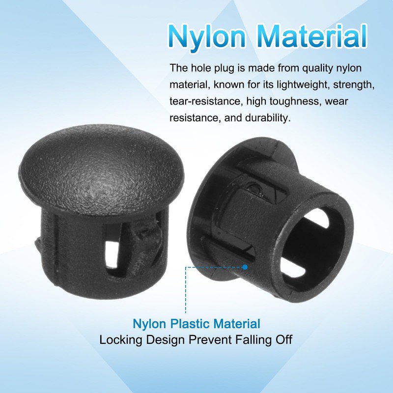 sourcing map 100pcs Nylon Plastic Hole Plugs, 2/7"(8mm) Round Drill