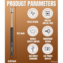 Aniyar 3 Pack Electric Candle Lighter with 360° Flexible Neck & LED Power Display, Rechargeable USB Arc Long Lighters for Candle Camping BBQ, Birthday Gifts for Mom Women Men Wife Sister