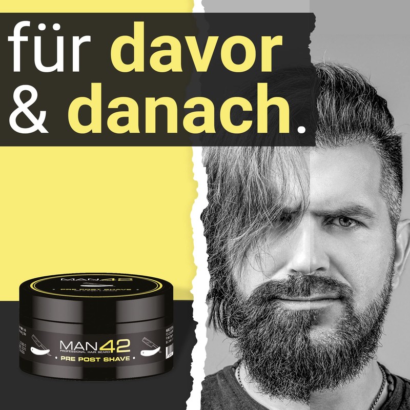 MAN42 Pre/Post Shaving Cream, Before and After Shaving Cream, 100