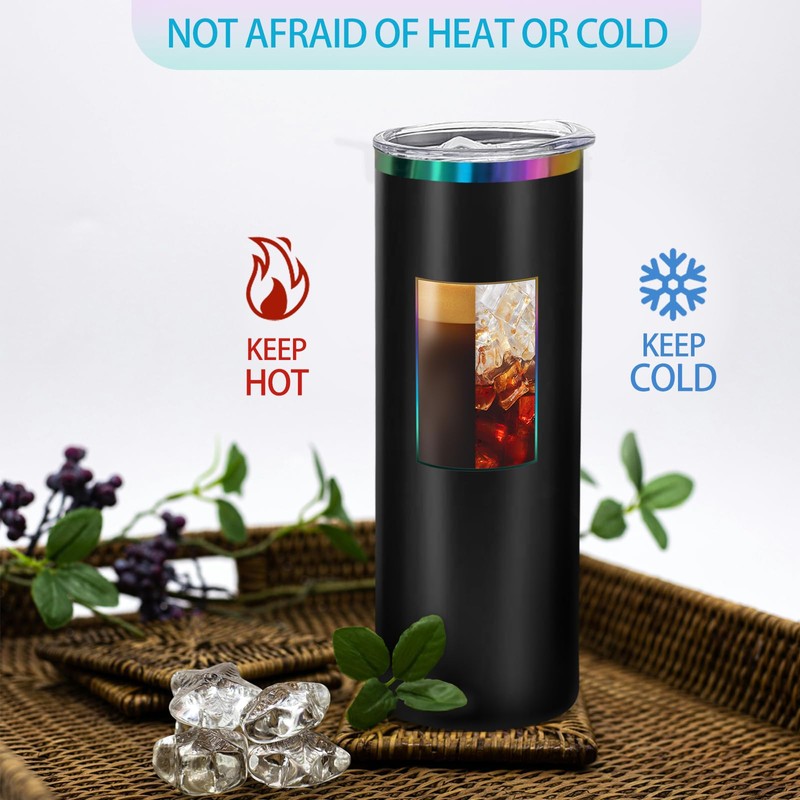 YOUKE OLA 8 Pack Rainbow Plated Stainless Steel Tumbler Straight