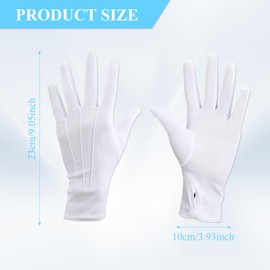 1 Pair Men Nylon Uniform Glove Costume Gloves,White Stitched Cotton Gloves,Stitched White Gloves,White Gloves Fancy Dress for Wedding Server Parade Formal Guard Police Formal Tuxedo Jewelry Inspection
