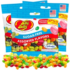 Sweetzo Sugar Free Jelly Beans, Sugar-Free Chewy Candies in Assorted Fruity Flavors, Low Calorie Shareable Sweet Snacks - 2.8 Ounce bags (Pack of 3)