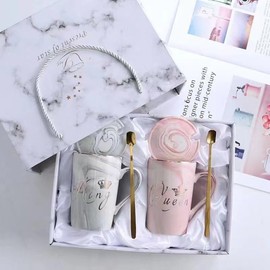 WUVCDI Mr and Mrs Mugs, Mr and Mrs Gifts for Couple, Engagement Gifts for Couple Engagement Bride and Groom, Ceramic Mugs Set (King & Queen)
