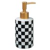 Checkered Ceramic Soap Dispenser White and Black,Liquid Lotion Dish Hand