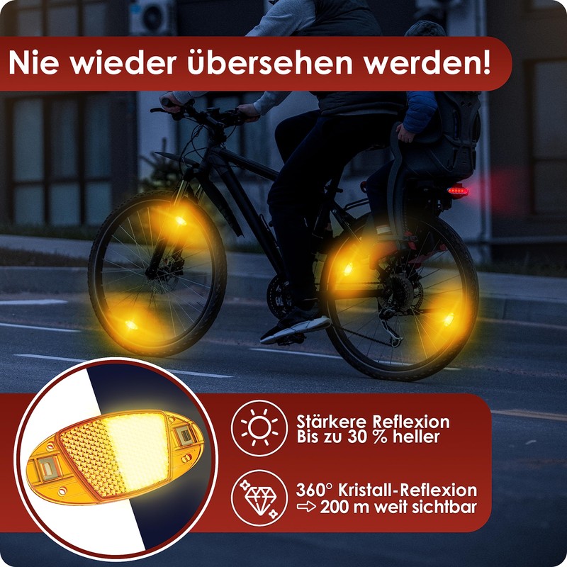 Weidebach® 4 x spoke reflectors bicycle with high radiance, cat's