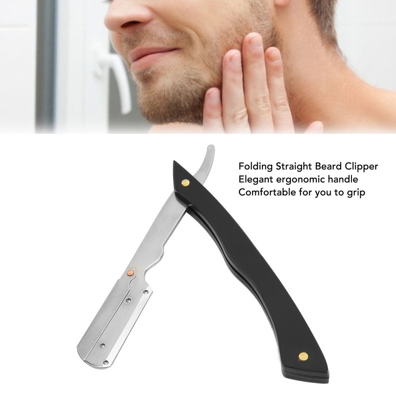 Foldable Beard Clipper Handle Reusable Stainless Steel Safety Manual Straight