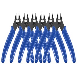 Swpeet 6Pcs 5 Inch Blue 170 Wire Cutters, Flush Cut Pliers, Micro Wire Cutters with Spring, Precision Wire Cutters for Crafts, Models, Zip Ties Snips, Nippers, Electronics Soft Copper Jewelry Making