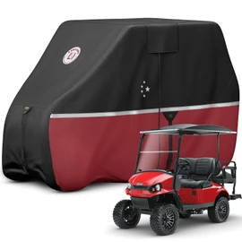 LI LIBZAKI 2+2/4 Passenger Golf Cart Cover Fits EZGO, Club Car, Yamaha, 420D Waterproof Windproof Sunproof Outdoor All-Weather Full Cover-Red-L