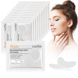 10 Pairs Crystal Collagen Under Eye Patches, Hydrating Under Eye Gel Pad, Under Eye Treatment Mask for Dark Circles, Puffy Eyes, Anti Wrinkle, Fine Lines, Skincare for Women and Men (Pearl)